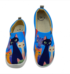 HD HUSHDAS （Cat 11)Painted canvas shoes Slip On Walking Shoes Lightweight Casual Running Sneakers