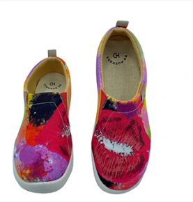 HD HUSHDAS (Lips 03)Painted Canvas Slip On Walking Shoes Lightweight Casual Running Sneakers