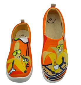 HD HUSHDAS (Banana 05)Painted Canvas Slip On Walking Shoes Lightweight Casual Running Sneakers
